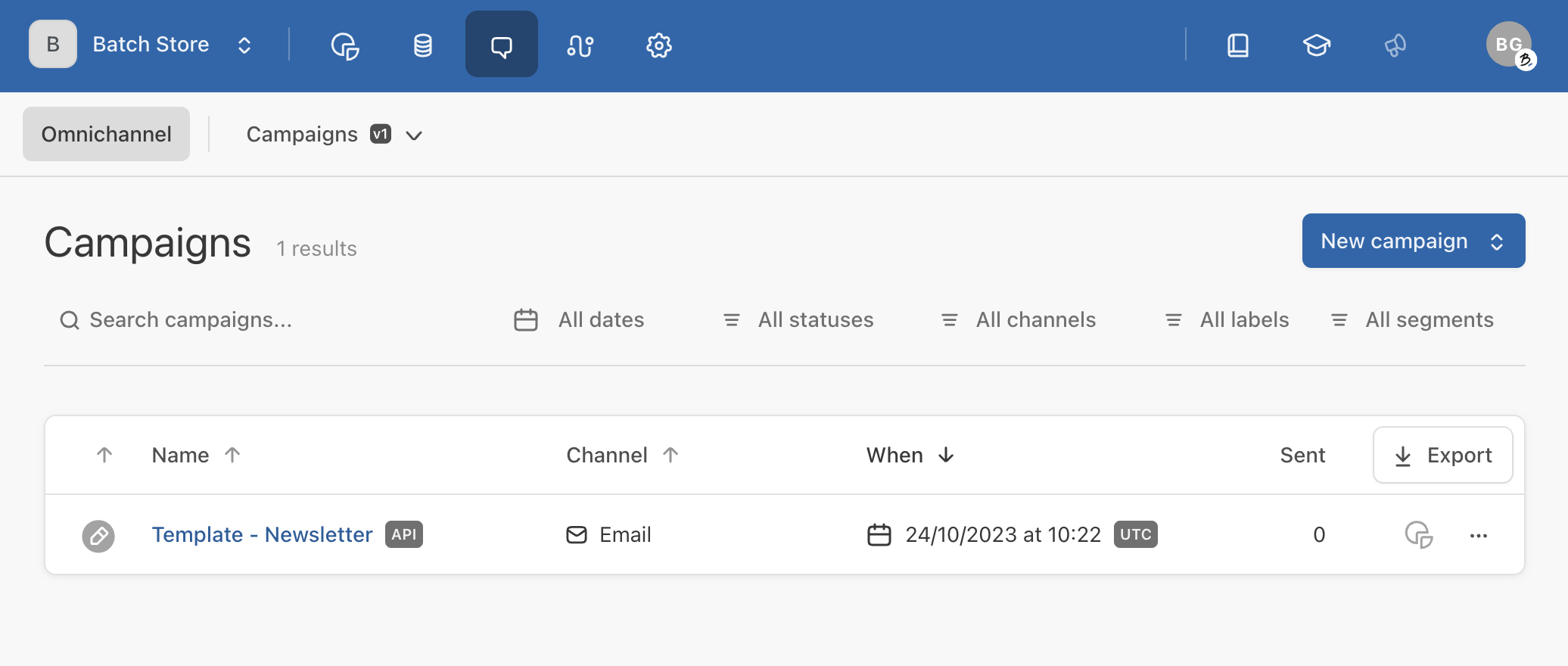 Example of campaign created using the template builder integration